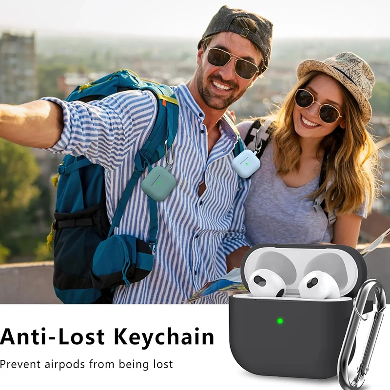 Funda de auriculares de tercera generación para AirPods 3, funda protectora con orificio para gancho, funda de silicona, almohadillas para los oídos con Kit de limpieza - imagen 2