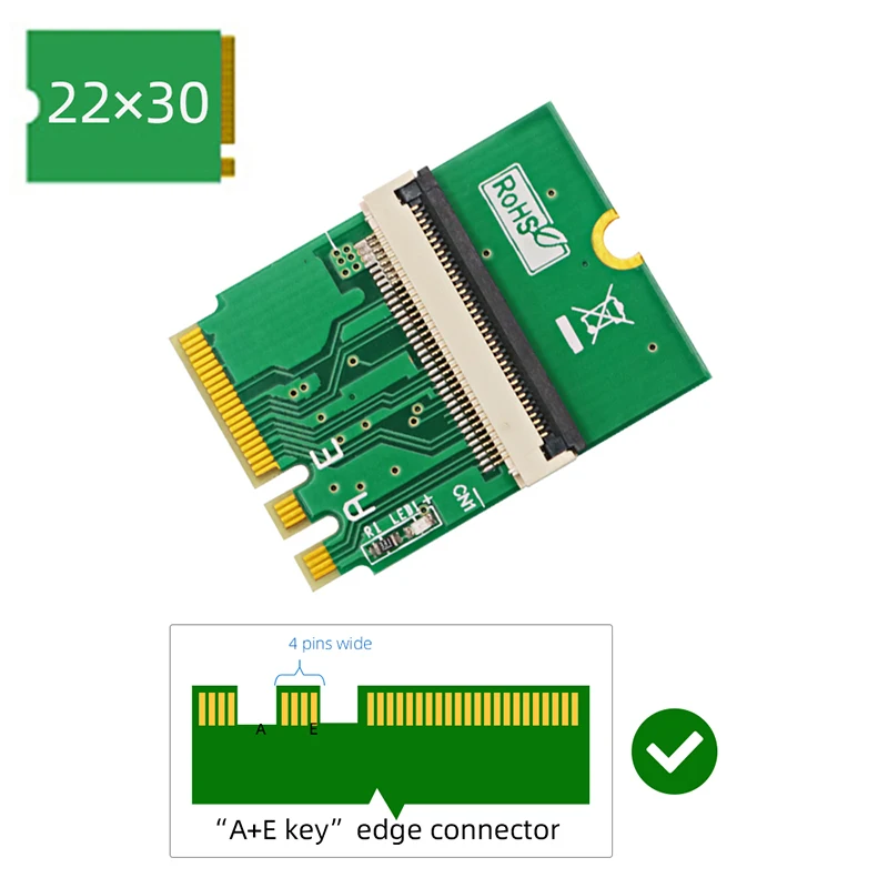 Nueva tarjeta elevadora USB 2,0 NGFF M.2 Key A/E a PCI Express X4 almohadilla magnética de alimentación de 4 pines instalación Vertical con Cable de extensión FPC - imagen 3