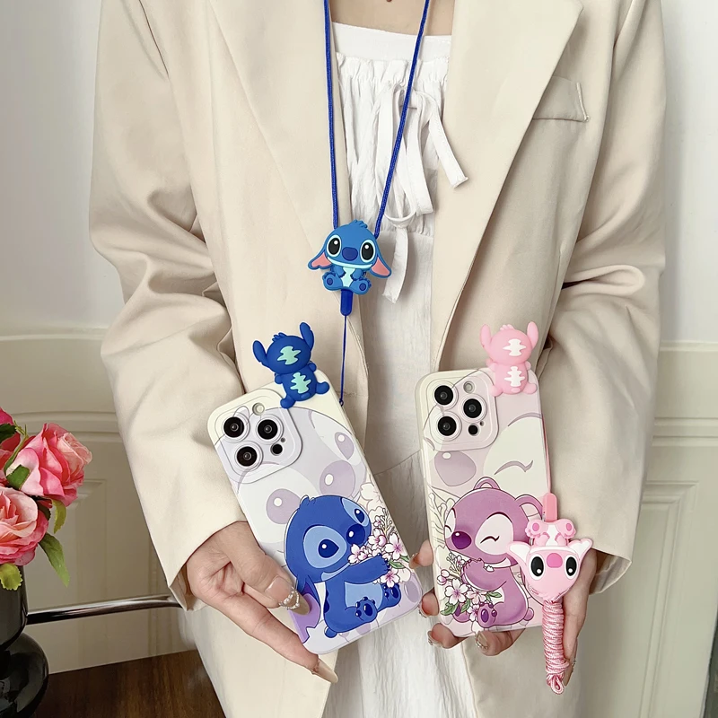 Para iPhone 17 16 15 14 13 12 11 XR Xs 6 6s 7 8 SE Pro Max mini Plus e funda con flores con cuerda de soporte - imagen 5