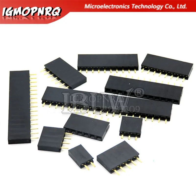 Clavija hembra de una sola fila, 10 piezas, 2,54 MM, 2/3/4/5/6/7/8/9/10/11/12/13/14/40 Pines, conector PCB individual fila madre para arduino