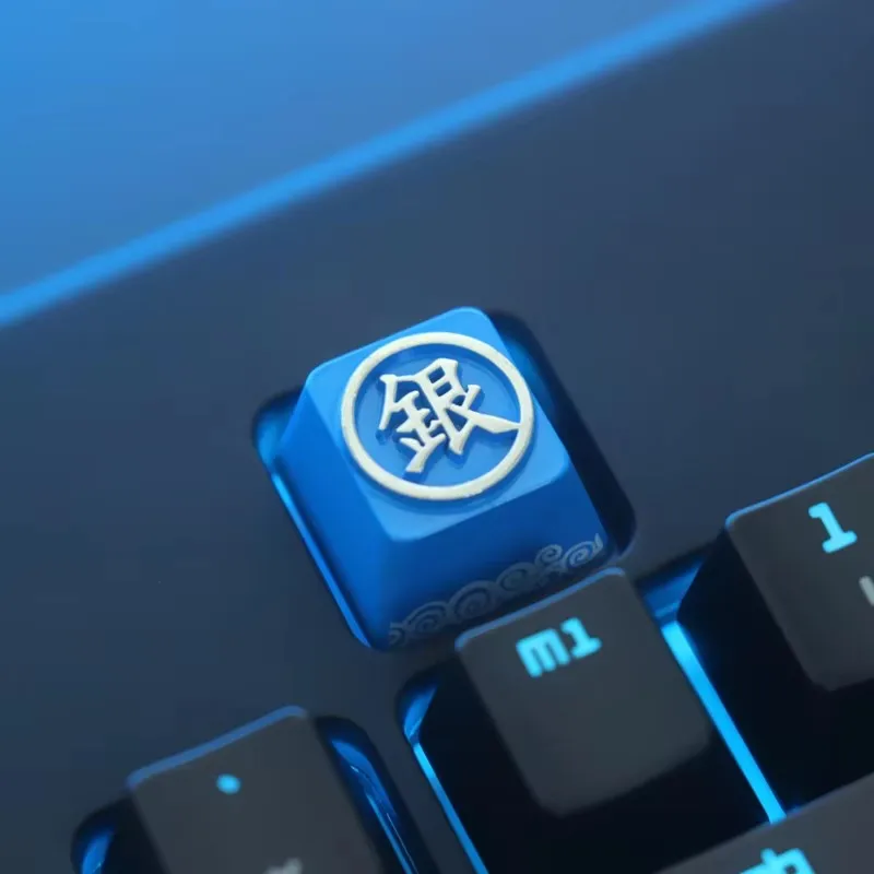 Keystone Artisan Keycap para teclado mecánico GINTAMA Anime tema Color azul Zinc aleación de aluminio Metal personalizado DIY AULA F75 - imagen 4
