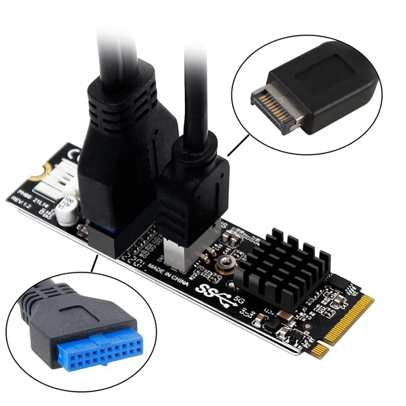 Toma de Panel frontal USB 3,1 tipo E de 5Gbps y adaptador USB 2,0 a NVME NGFF M-Key Express Card VL805 M.2 para placa base - imagen 3