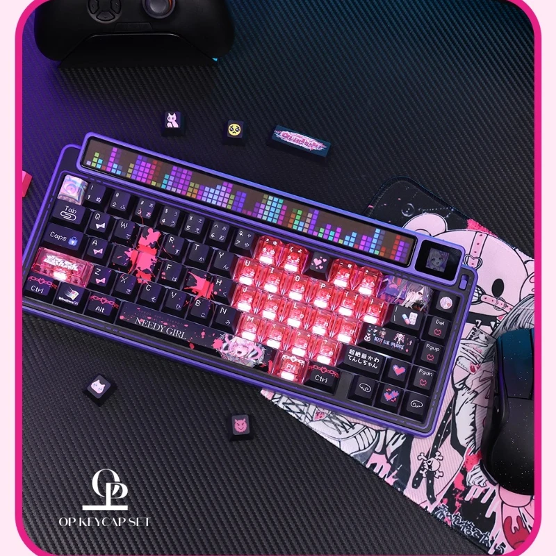 Juego de teclas con tema de ancla Girl, perfil de cereza de PC PBT, teclas originales hechas a mano personalizadas para teclado mecánico