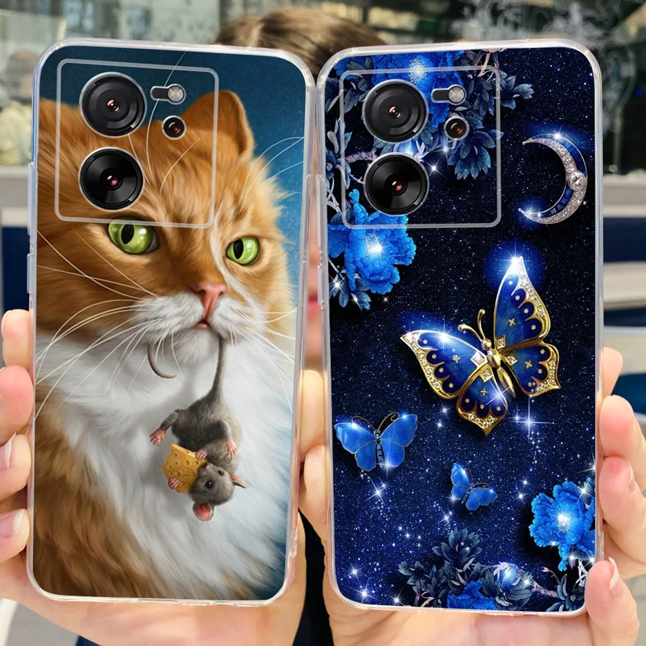 Para Xiaomi 13T Pro funda lindo gato mariposa pintado contraportada funda de teléfono de silicona suave para Xiaomi Mi 13T Pro Mi13T 13TPro Fundas - imagen 4