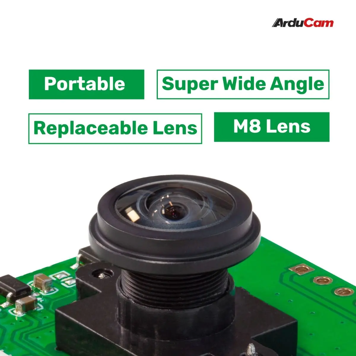 Cámara ojo de pez Arducam 5MP OV5647 para Raspberry Pi, lente de montura M8 - imagen 3