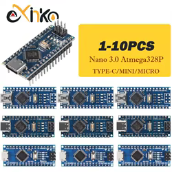 1-10 Uds Nano 3,0 con controlador compatible con gestor de arranque CH340 controlador USB Mini/tipo C/Micro 16Mhz ATMEGA328P para Arduino