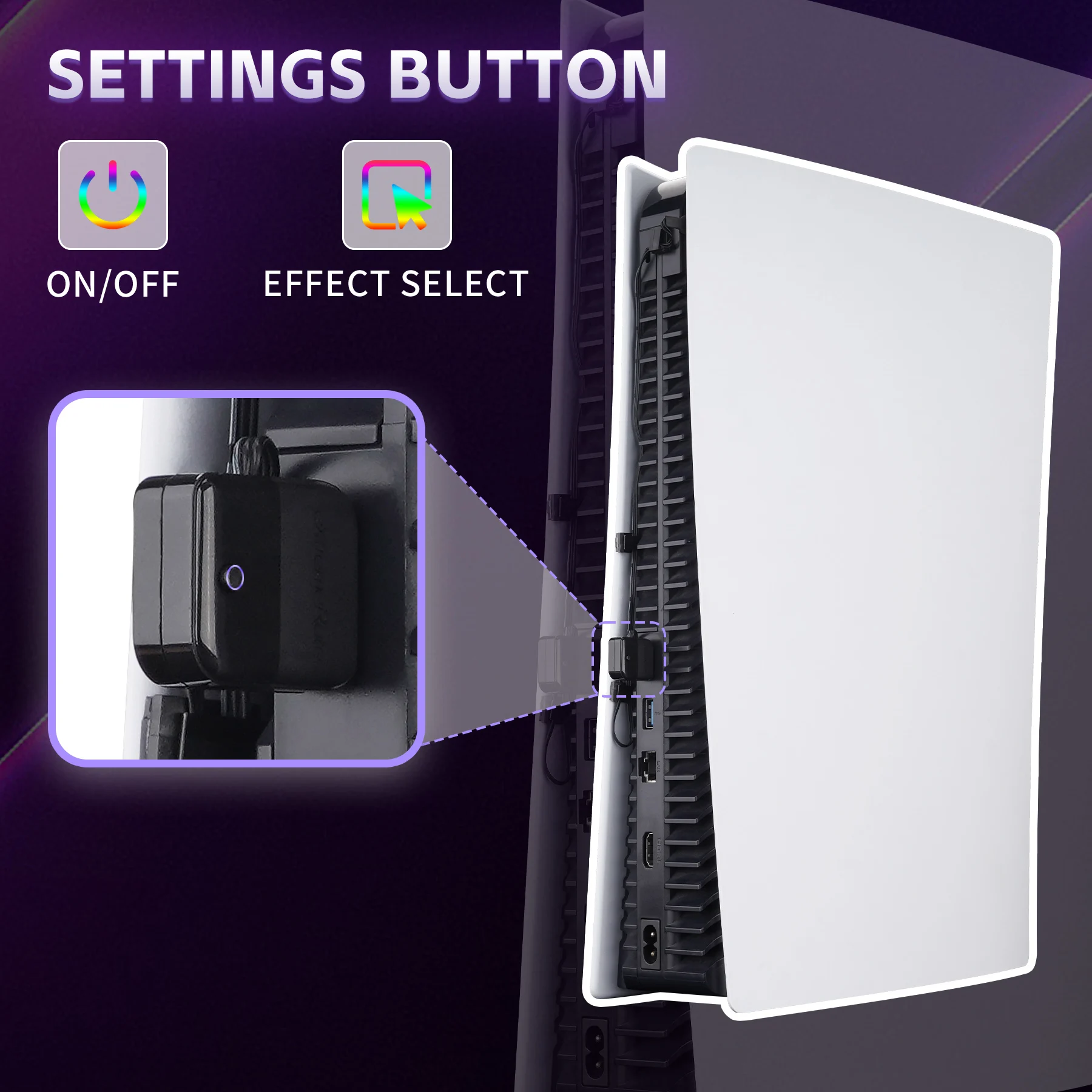 eXtremeRate para consola ps5 (serie 2020 CFI-1) Kit LED con logotipo RGB arcoíris, 40 efectos para disco PS5 y consola de edición digital - imagen 5