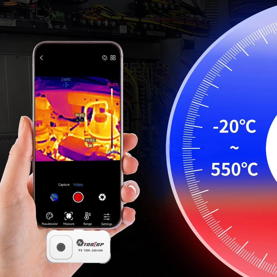 TOOLTOP T3 -20~550 ℃   Cámara de imagen térmica 25Hz alta velocidad de fotograma teléfono móvil cámara térmica tipo C cámara infrarroja TISR 240*240 - imagen 4