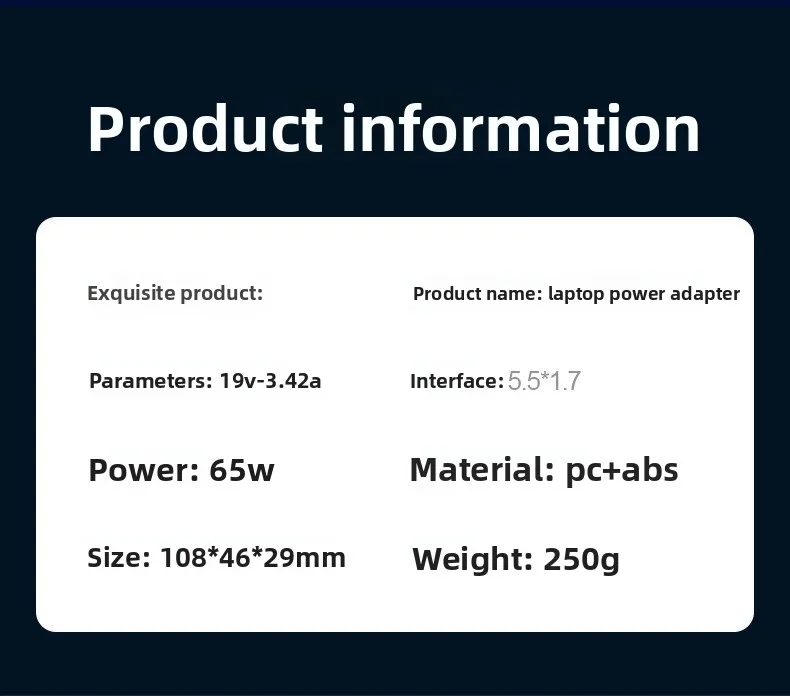19V 3.42A 65W 5,5*1,7 MM adaptador de corriente del cargador de CA del ordenador portátil para Acer Aspire 5315 5630 5735 5920 5535 5738 6920 7520 Notebook - imagen 5