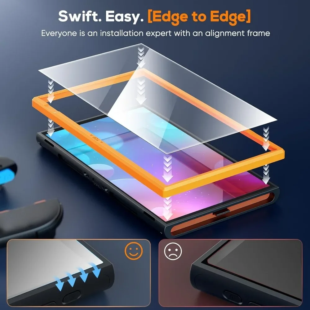 Paquete de 1-3 protectores de pantalla de vidrio templado, película transparente HD con marco de alineación, Estuche De Viaje para Nintendo Switch 2 NS 2 - imagen 3
