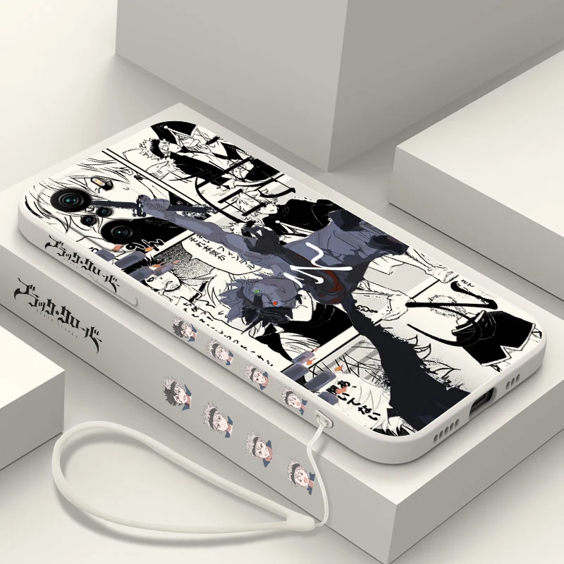 Trébol negro Asta para Xiaomi Redmi Note 13 12 12Pro 11 11S 11T 10S 10 Pro Plus 5G funda de teléfono con cuerda izquierda líquida - imagen 2