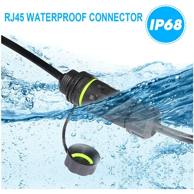 Conector impermeable de montaje en panel RJ45, conector de cable IP68 con cable, macho a hembra, con acoplador de cable de blindaje-CAT6-M20 - imagen 2