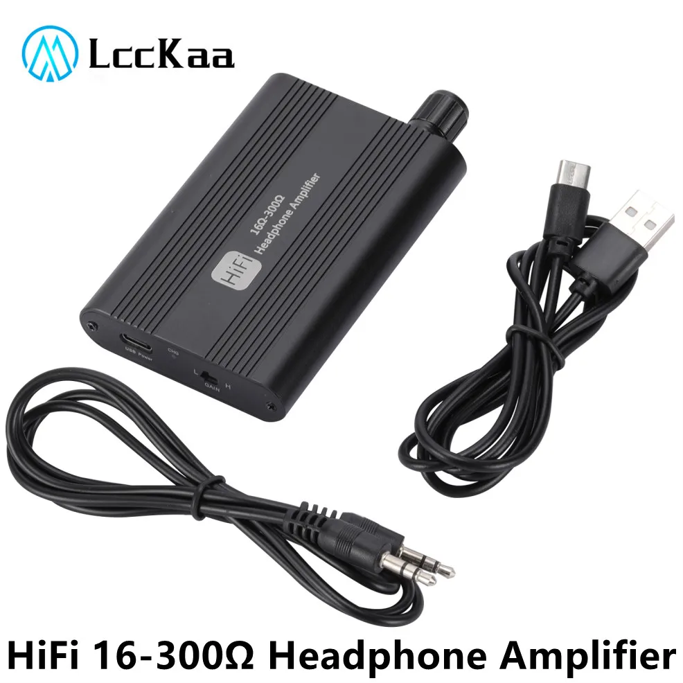 LccKaa-AMPLIFICADOR DE AURICULARES HiFi portátil, amplificador de auriculares estéreo de 16-300Ω, amplificador de Audio auxiliar de 3,5 MM para teléfono Android, reproductor de música