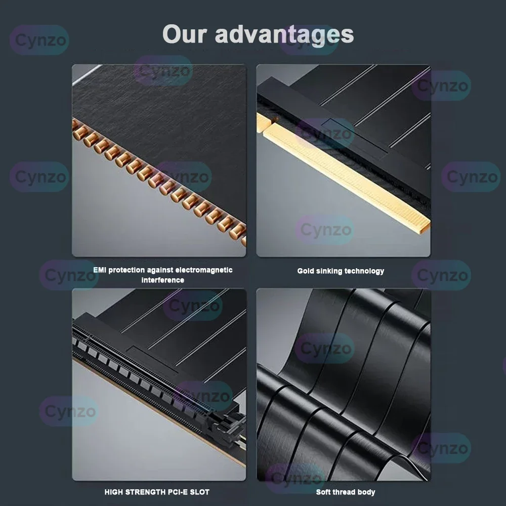 Cable de extensión de tarjeta gráfica PCIE4.0 Instalación vertical 90 °   Elevador de conexión X16 de velocidad completa no destructivo para chasis ATX - imagen 5