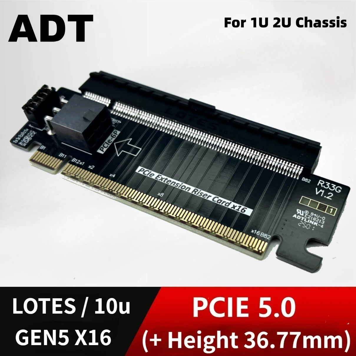 PCI-E 5,0 X16 Riser tarjeta extendida placa PCB PCI Express X16 tarjeta de vídeo gráfica adaptador GPU extensor conector Gen5 servidor 1U 2U