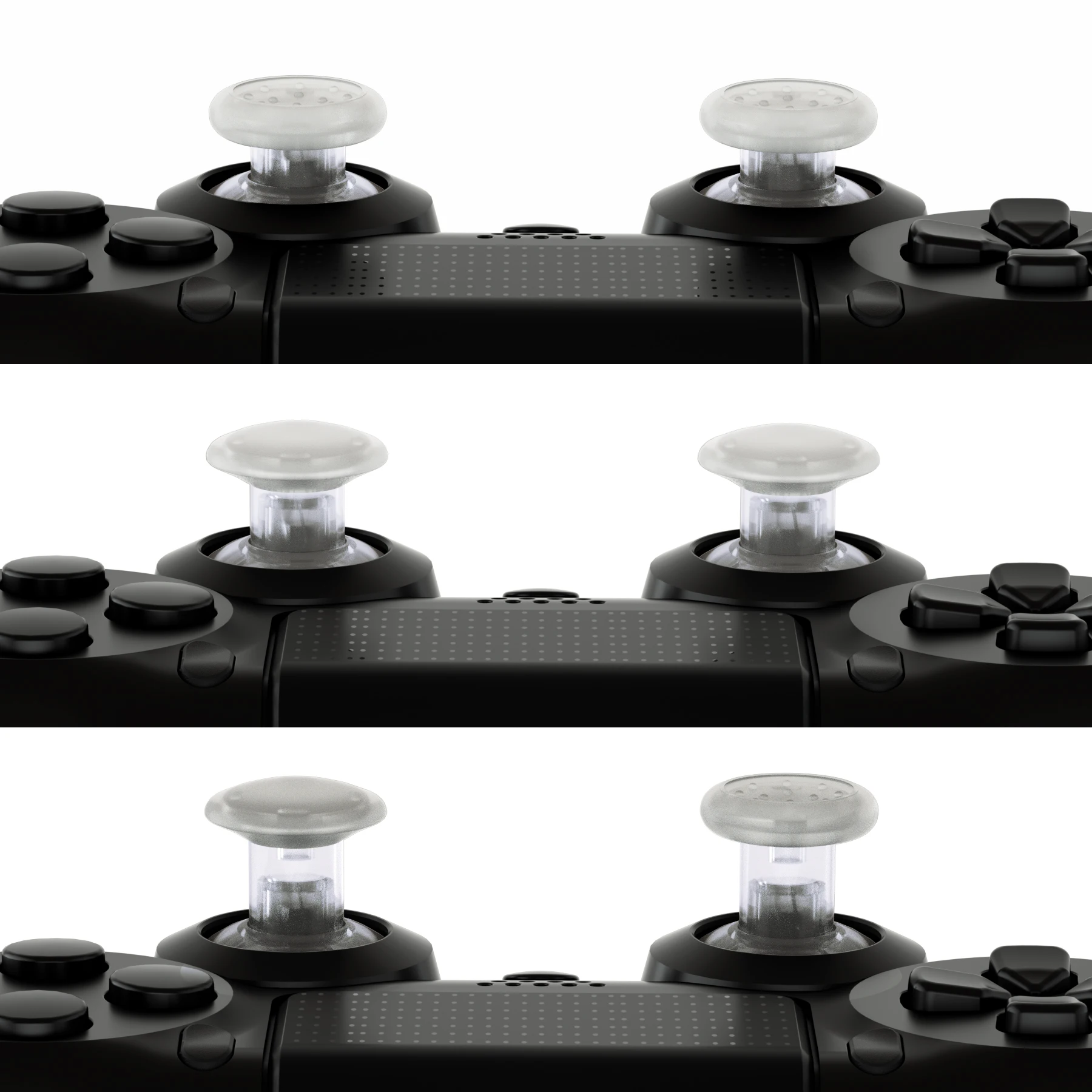 Thumbstick intercambiable transparente eXtremeRate con 3 joysticks ajustables para controlador PS5, para controlador PS4 de todos los modelos - imagen 3
