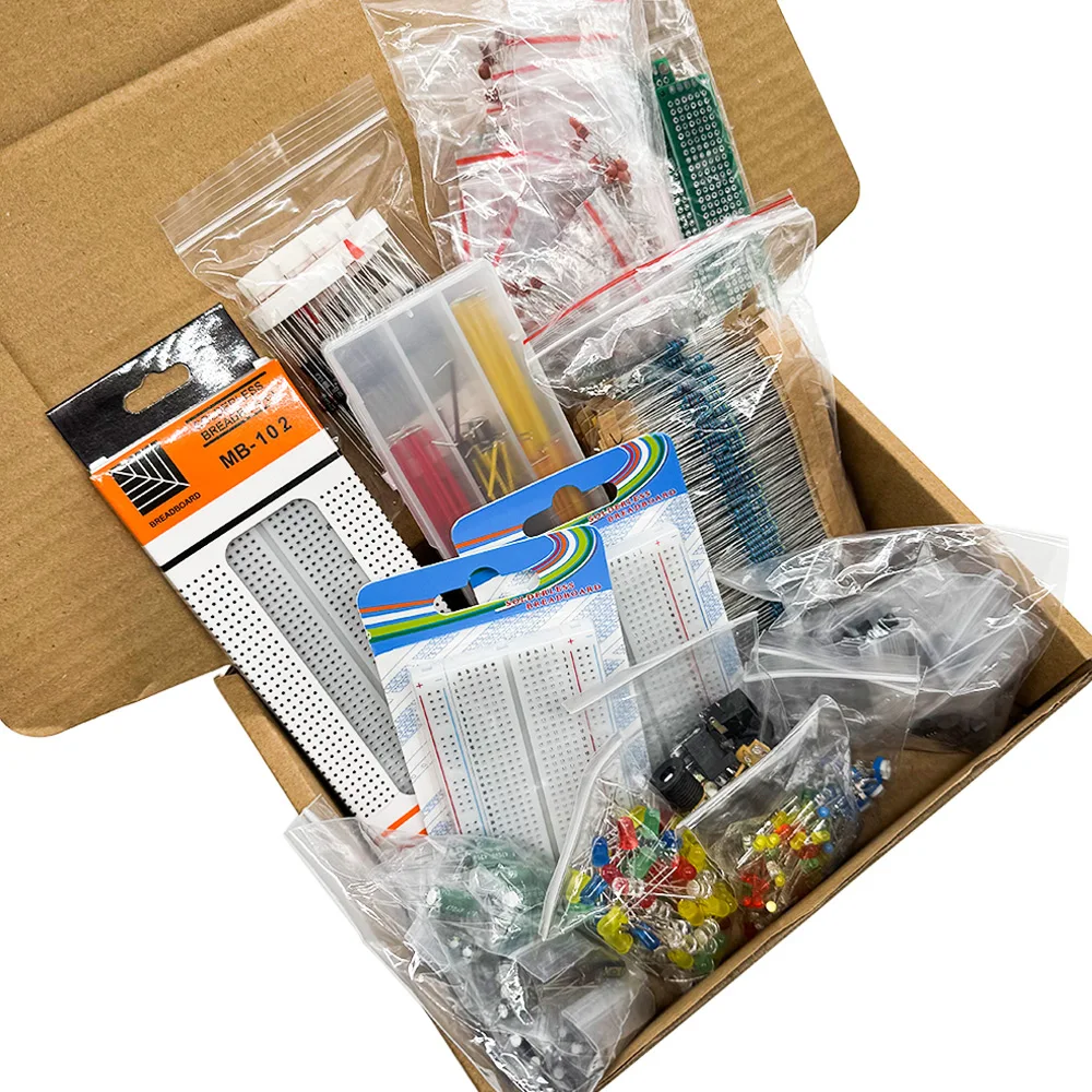 Kit de componentes electrónicos, edición definitiva, varios condensadores comunes, resistencias, T0-92, placa PCB LED, placa de pruebas DIP-IC, 2110 Uds. - imagen 4