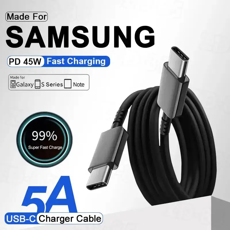 PD 3.0 45W Super Fast Charging Cable for for Galaxy  S21 S22 S23 Ultra 10 9 A54 A53 A33  Note 20 Dual USB Type C Data Cable