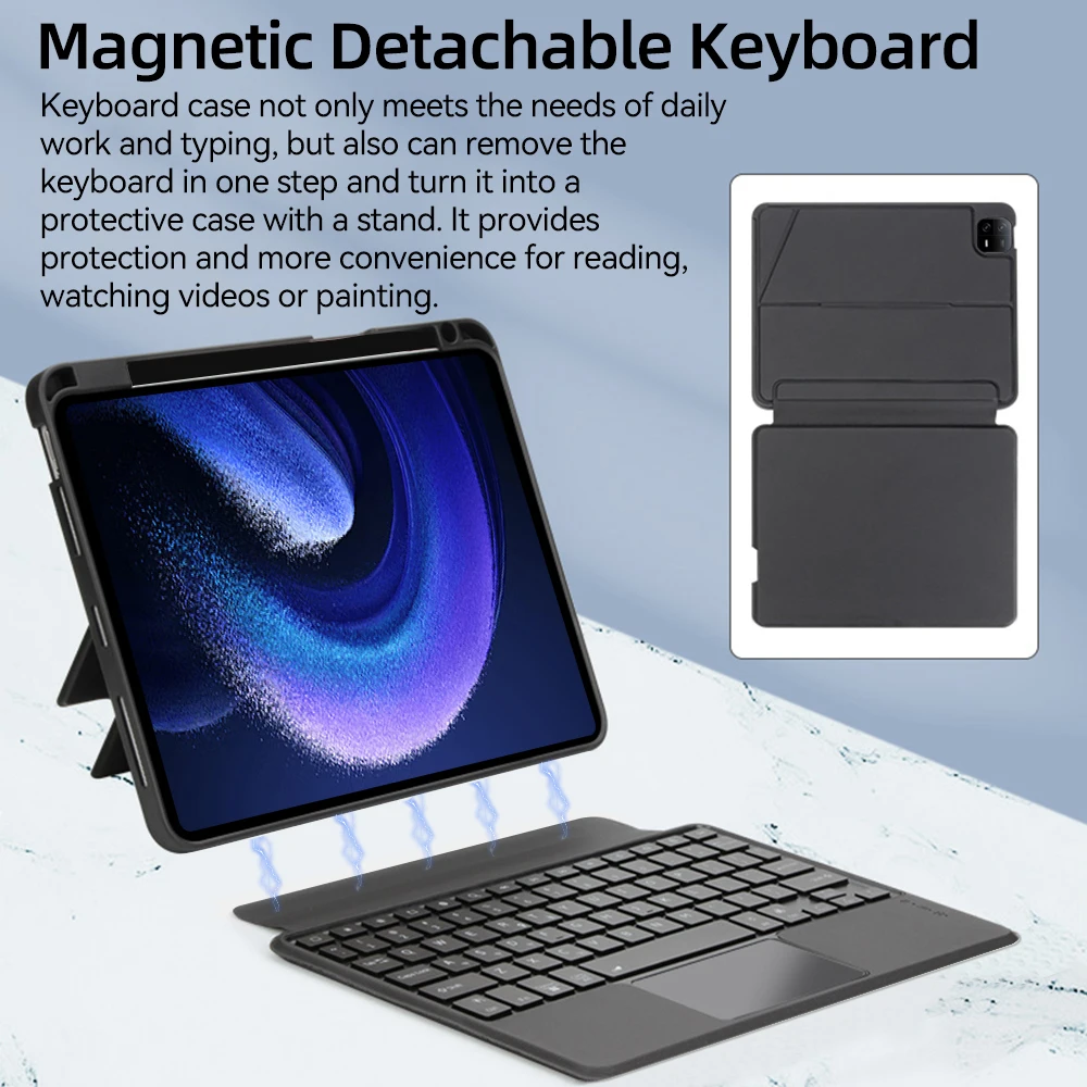 Funda con teclado mágico para Xiaomi Mi Pad 7 7 Pro 11,2, Mi Pad 6/6 Pro, Mi Pad 5/5 Pro, cubierta para teclado retroiluminado de 11 pulgadas, 2024 - imagen 4