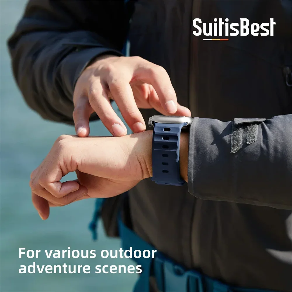 Correa de silicona suave para Apple Watch, pulsera deportiva Ultra de 49mm, 44mm, 45mm, 42mm, 41mm, 42mm, 38mm, iwatch serie 8, 7, 6, 5 - imagen 3