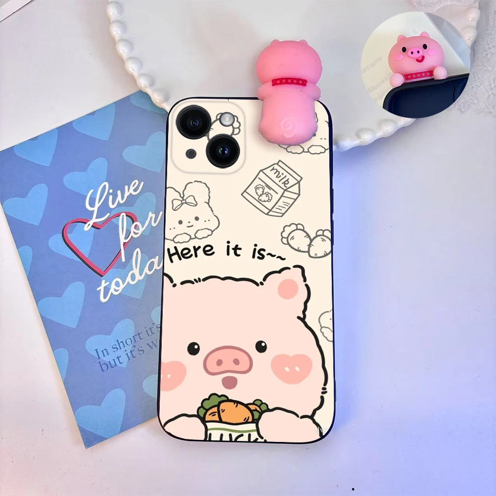 Muñeca juguetona 3D cerdo lindo caso para Realme 14 Pro Plus 5G 13 10 9 8 7 6 5 Pro 14T 9i 8i 7i 5i 6i 11 C71 C20 C3 C15 C35 TPU cubierta - imagen 2