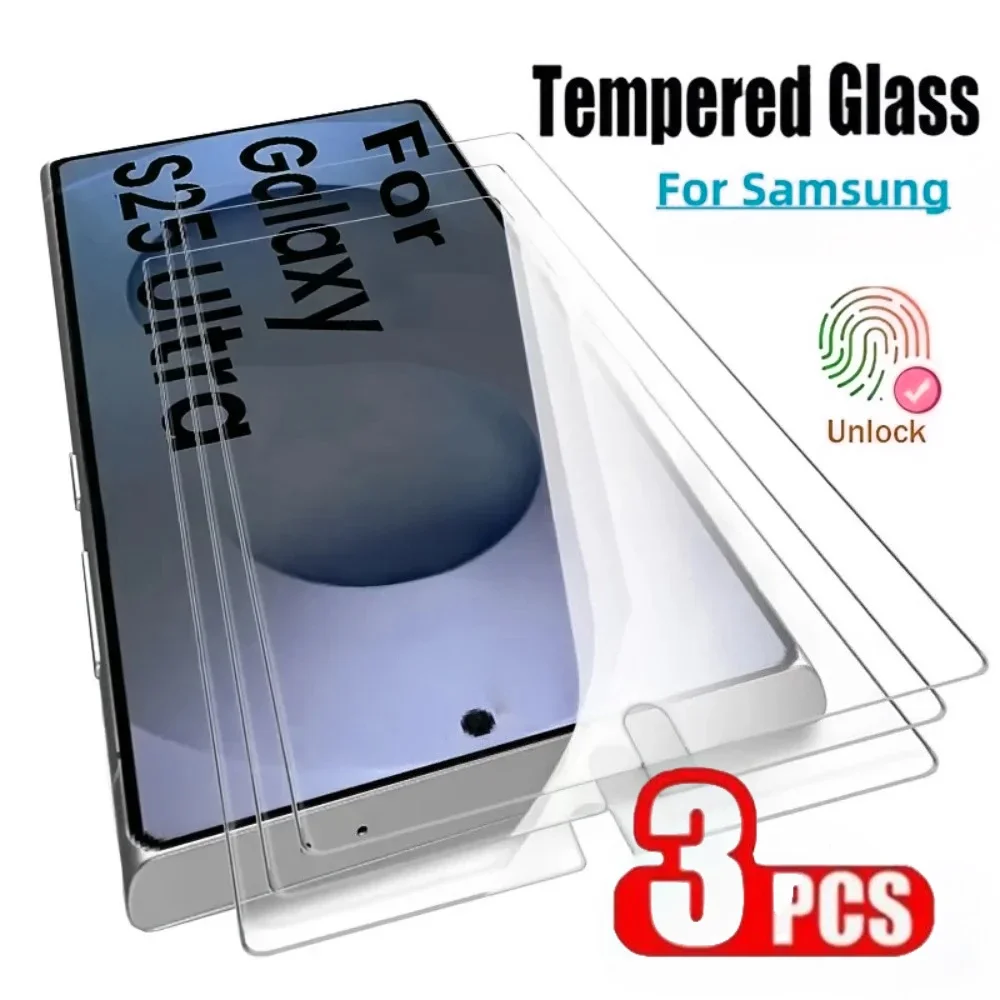 3 uds vidrio templado Ultra transparente para Samsung S25 S24 S23 Ultra S22 S21 Plus Protector de pantalla para Samsung S25 Edge S24 S23 S21 FE
