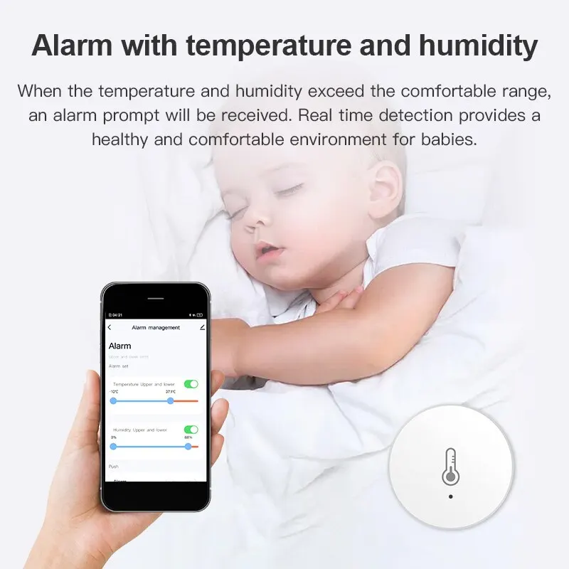 Tuya ZigBee Mini Sensor de temperatura y humedad, Detector de humedad interior, funciona con Alexa, Google Home, Control por voz por aplicación - imagen 5