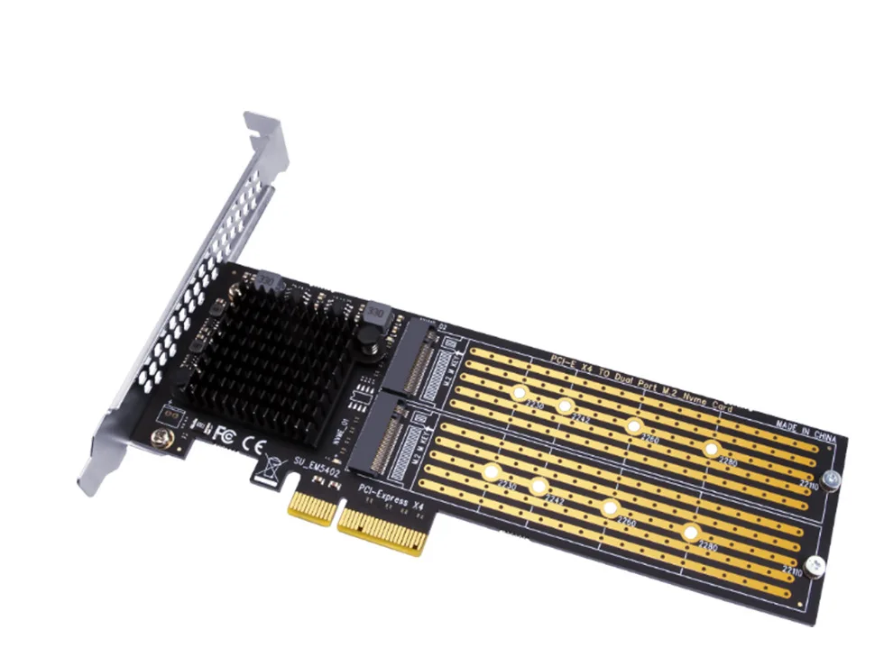 Tarjeta de expansión M2 para NVME, adaptador SSD de 20Gbps/40Gbps PCI-E X4 a puerto Dual M.2 m-key para NVME 2230 2242 2260 2280 22110 - imagen 2