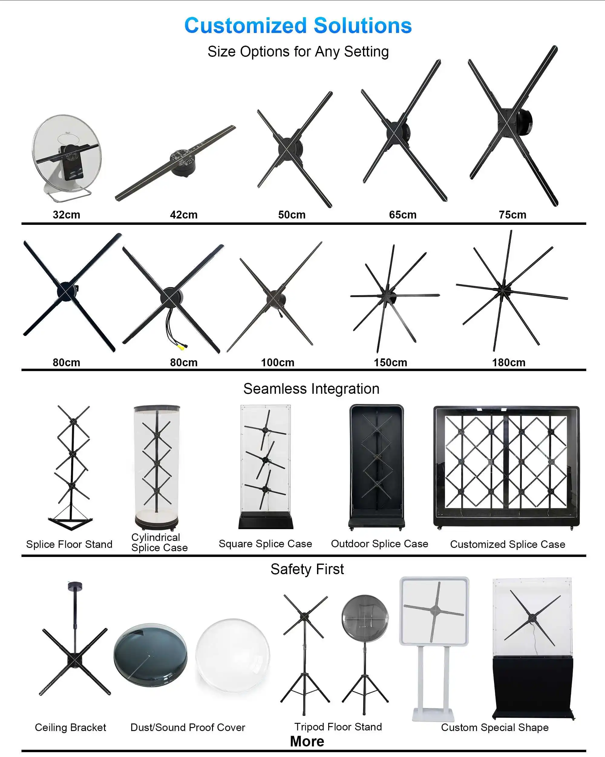 Conexión HDMI Ventilador de holograma 3D estéreo de ojo desnudo de 65 cm para publicidad interactiva con pantalla LED y funciones HD - imagen 5