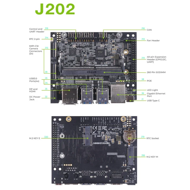 Seeed A205/A203/A205E /A603/A608/A607/J101/J202 /J401/J501 Placa portadora para Jetson Nano/ORIN Nano/ORIN NX/XavierNX/TX2/AGX Orin - imagen 3
