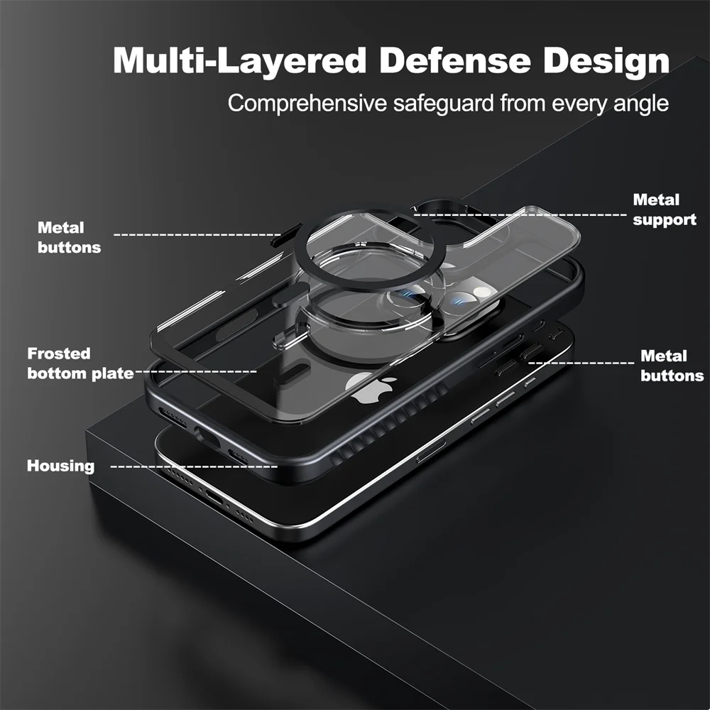 Funda de teléfono magnética Magsafe transparente de acrílico de lujo para iPhone 15 14 13 12 16 17 Pro Max cubierta protectora de parachoques de carga inalámbrica - imagen 5