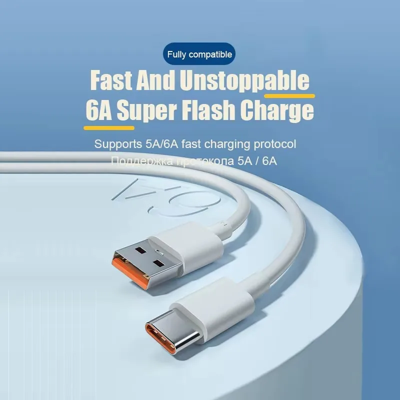 Cable USB tipo C PD 120W 6A para For Xiaomi Mi 15 14 13 Ultra Pro, Cable de datos de carga rápida para For Redmi Note 14 13, accesorios de cargador Poco - imagen 2