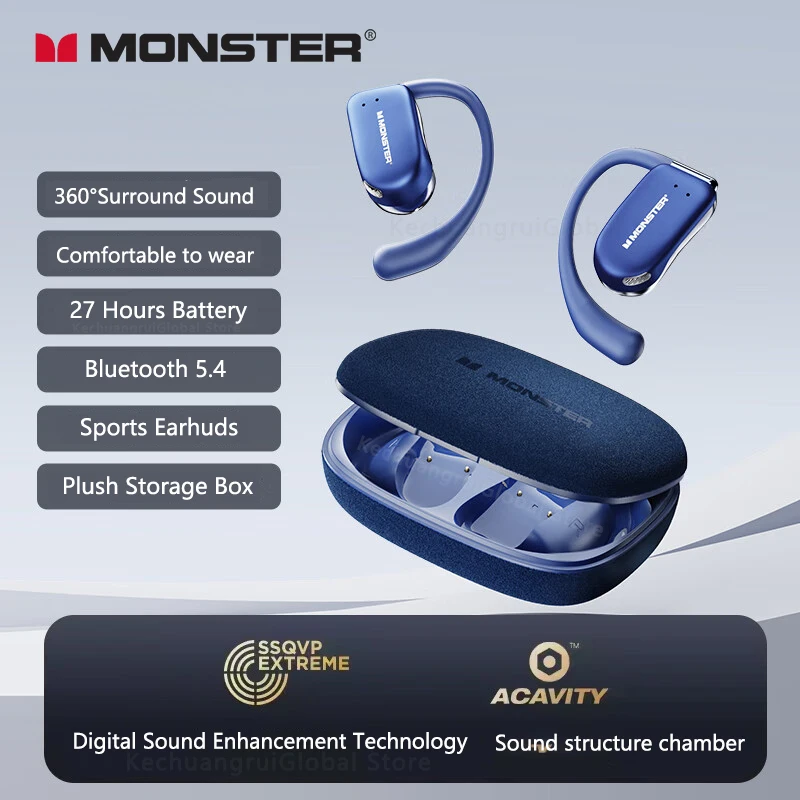Monster XKO07 TWS auriculares inalámbricos Bluetooth 5,3 auriculares estéreo Hifi con reducción de ruido auriculares deportivos para videojuegos auriculares con gancho para la oreja - imagen 2