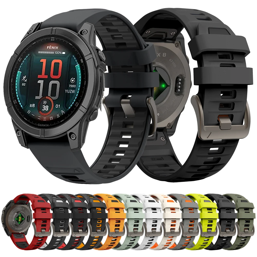 Correa de apertura rápida para Garmin Fenix E/8 AMOLED Solar 47mm/Fenix 7 6 Pro 5/Epix Gen 2/965 955 correas de silicona QuickFit 22mm - imagen 2