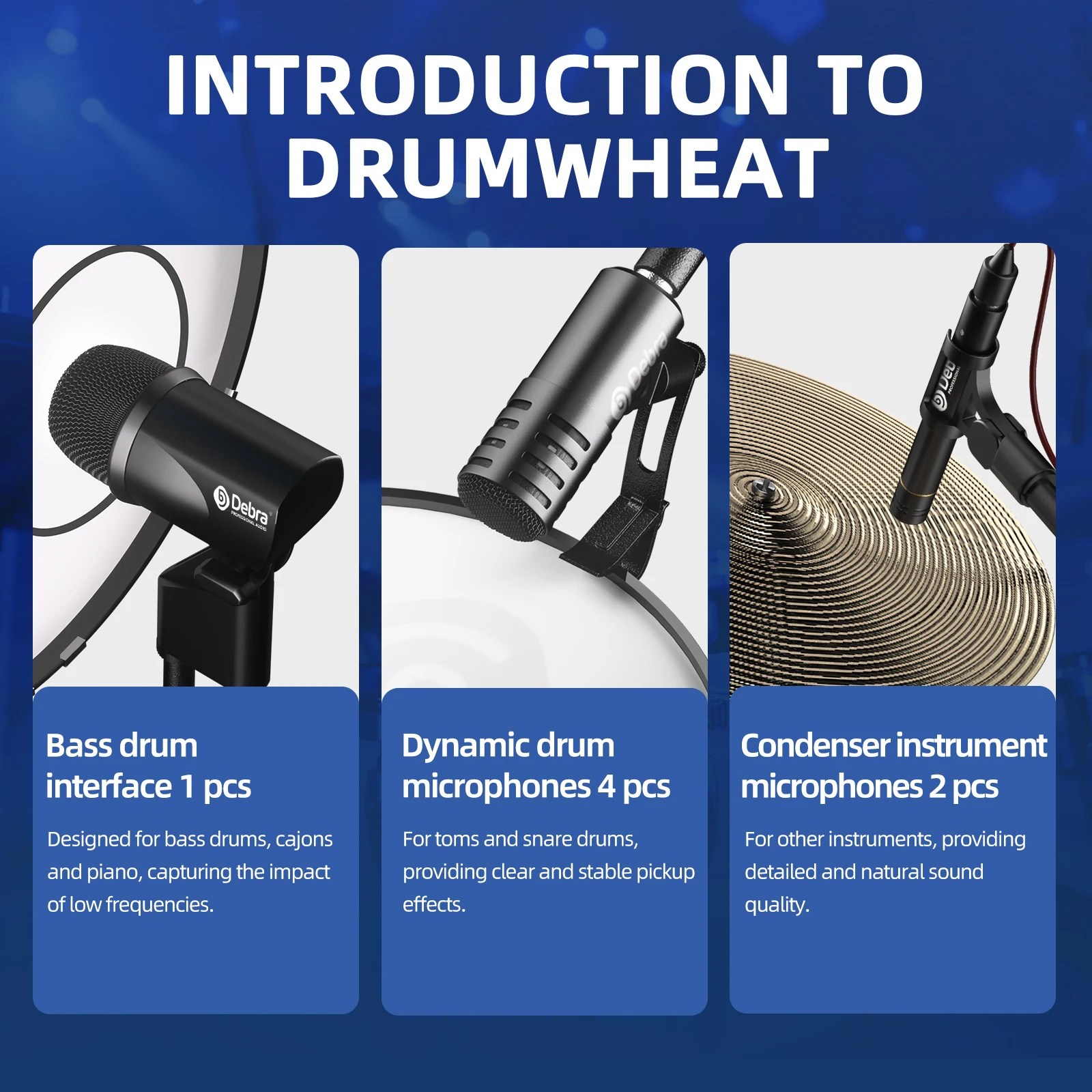 Debra DG7 micrófono de tambor con cable conjunto dinámico serie Snare Evolution con soporte de brazo de Clip kit de micrófonos de batería profesional - imagen 2