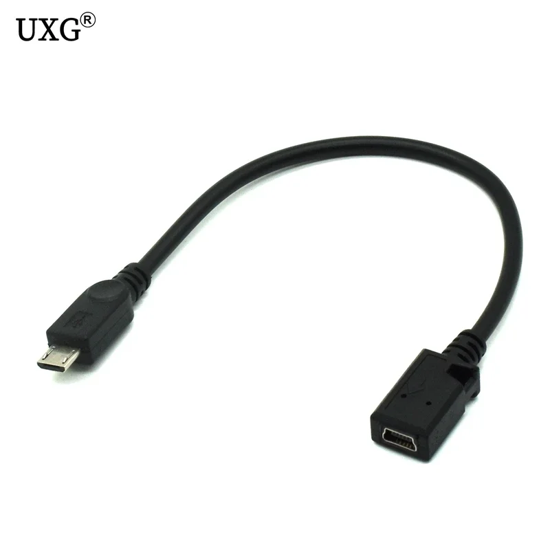 Conector Mini USB hembra a Micro USB macho de 15cm, Cable de carga y sincronización de datos, Cable corto de transferencia para teléfonos, MP3, MP4, Color negro - imagen 4