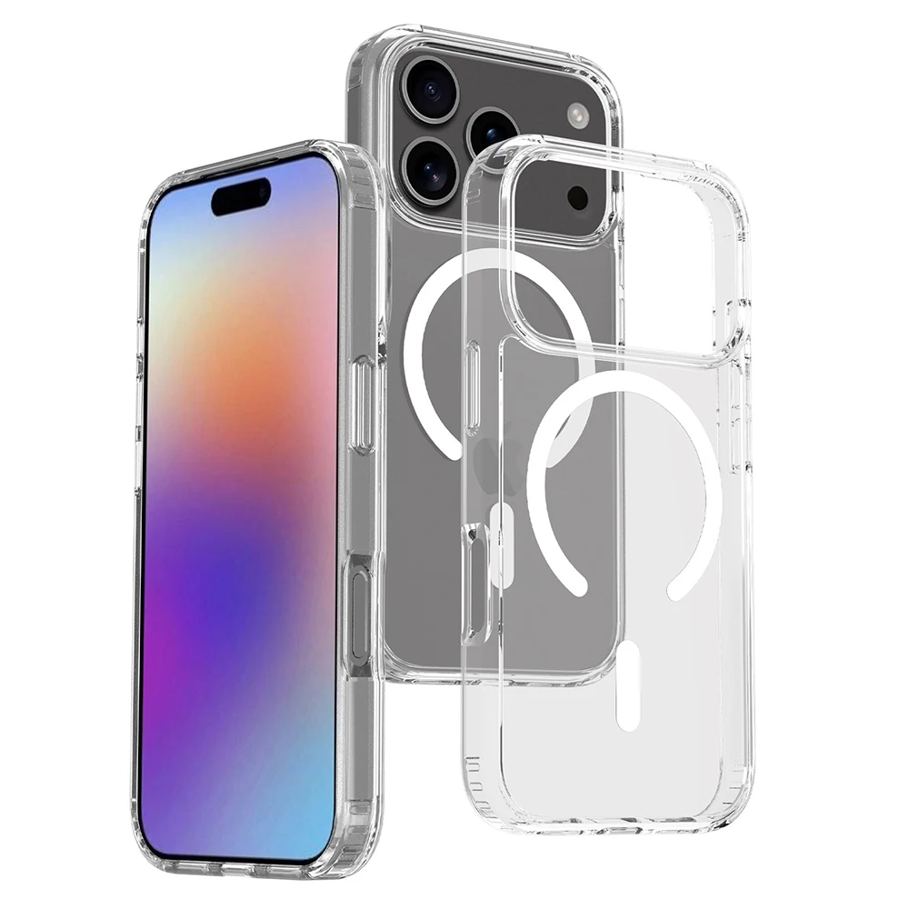 Funda de teléfono transparente Original magnética para iPhone 17 Air 16 15 14 13 12 Pro Max Plus para fundas transparente de carga inalámbrica Magsafe funda iphone 17 pro max