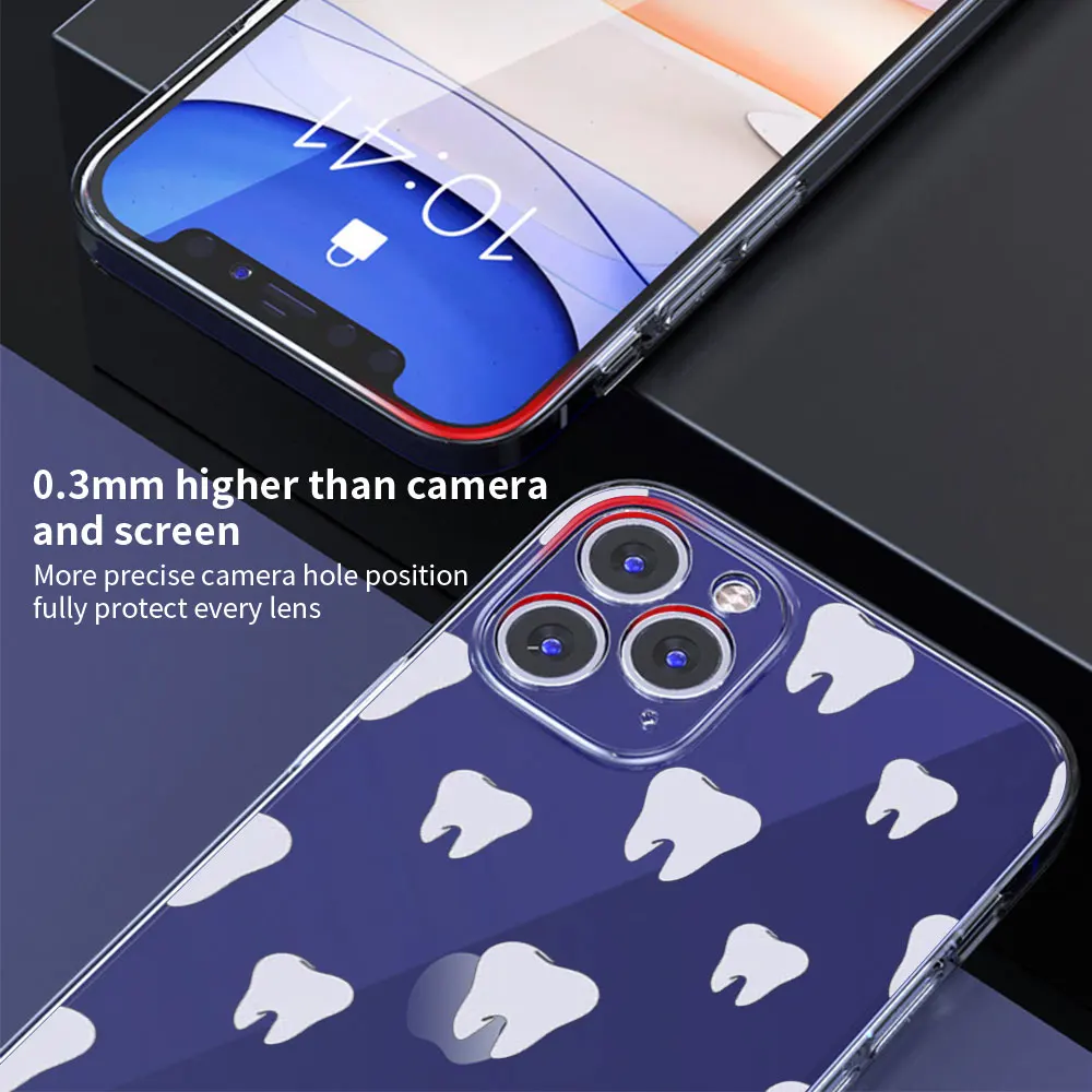 Funda de teléfono con dientes de dentista, cubierta de silicona transparente de lujo para iPhone 15, 14, 13, 11, 12 Pro Max, X, XR, XS, 7, 8 Plus, SE - imagen 4