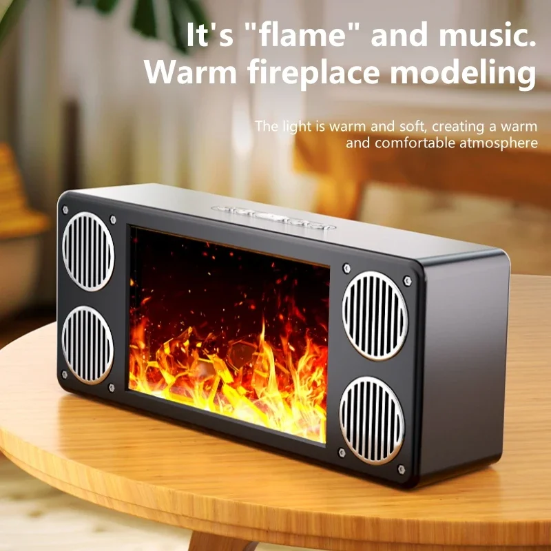 Nueva lámpara de llama de simulación para el hogar con Audio inalámbrico Bluetooth, luz nocturna de ambiente para dormitorio, altavoces pequeños de escritorio de alta calidad de sonido - imagen 5