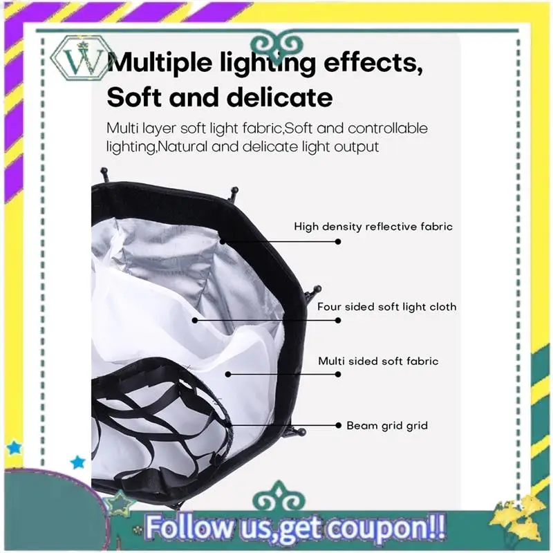 Nueva Softbox octogonal de 30Cm, Mini montaje Bowens, Softbox de rejilla de panal de liberación rápida para estudio de luz de relleno COB ZU60 o M60