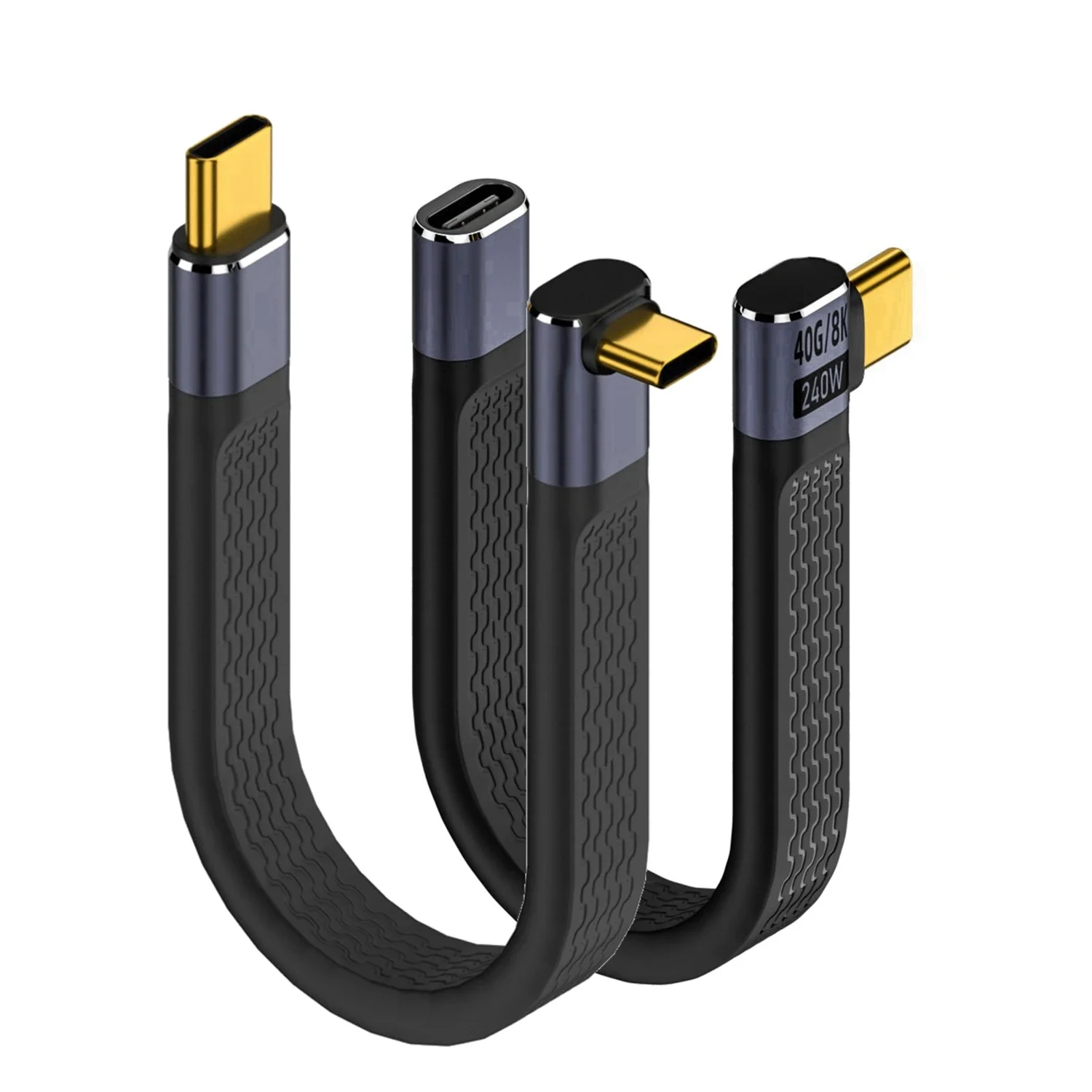 Cable USB‑C 90° Angulado Carga Rápida PD 240W USB 4.0 Gen3 40Gbps