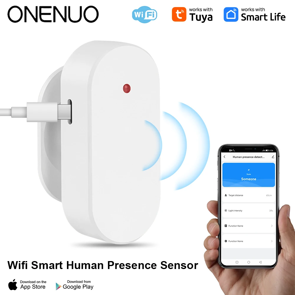 Tuya-Detector de presencia humana con WiFi, Radar de detección de distancia de 24G, Sensor PIR de cuerpo humano inteligente, compatible con asistente de casa