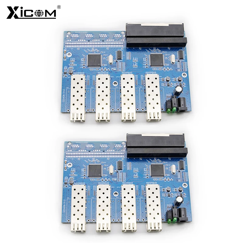 Placa de metro PCBA autoadaptable, convertidor de medios ópticos, transceptor de fibra, interruptor Ethernet, 4 ranuras SFP, 4 RJ45, 100G, 1000/1,25 M - imagen 5