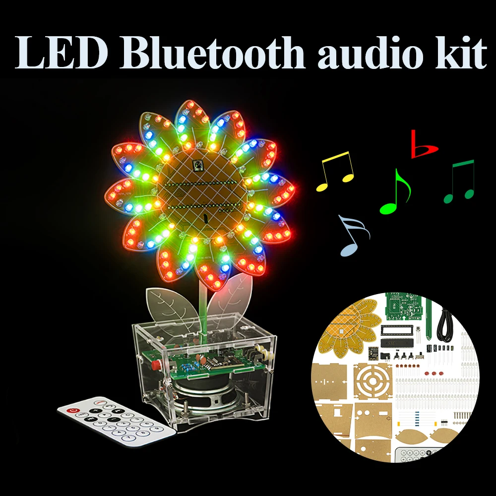 Kit LED de sonido Bluetooth de girasol, modo de animación, espectro de música, diversión creativa, piezas de producción electrónica DIY - imagen 2