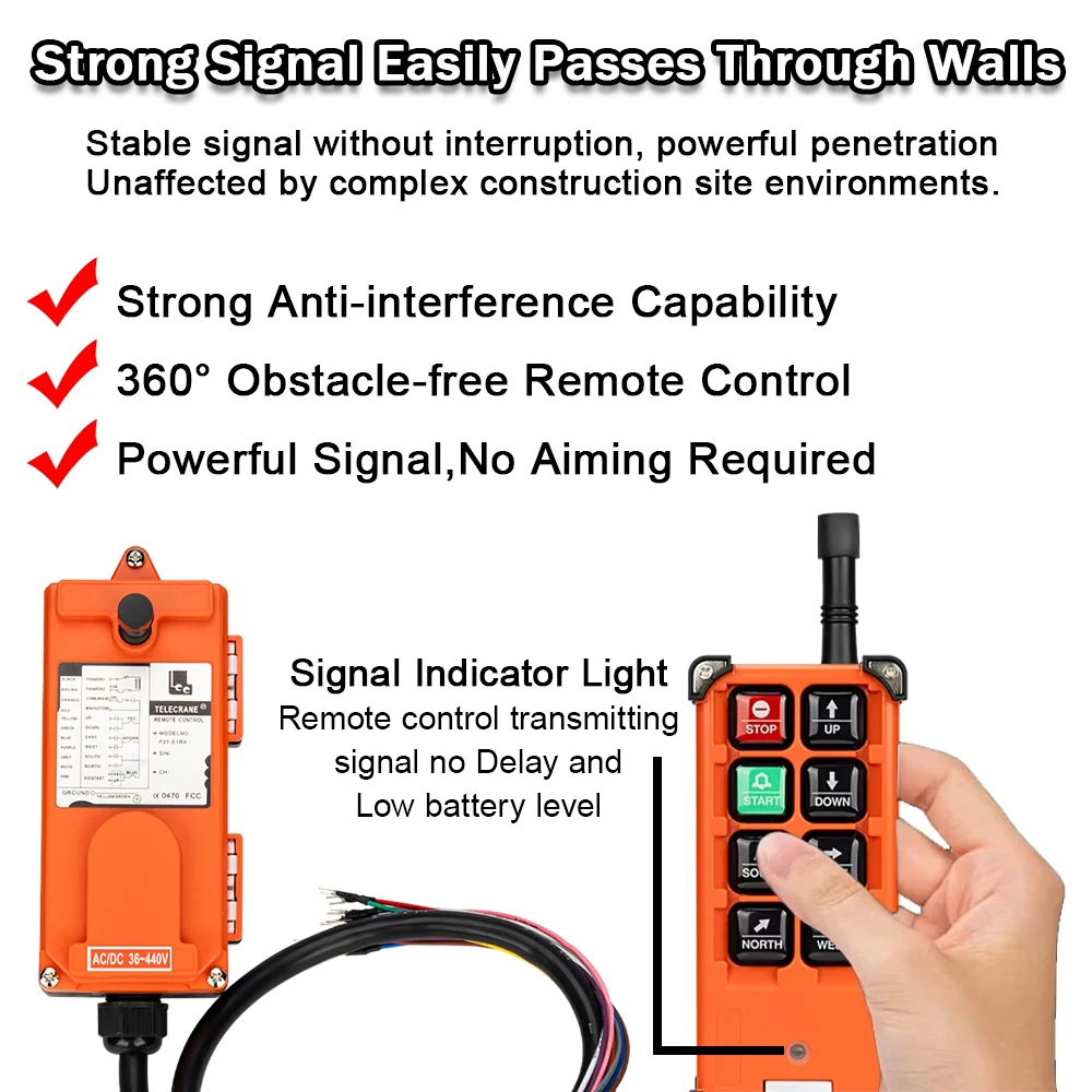 F21-E1B interruptores de control remoto Industrial de alta calidad AC220V 380V 110V DC 12V 24V 36V Control de grúa de elevación elevador de grúa - imagen 4