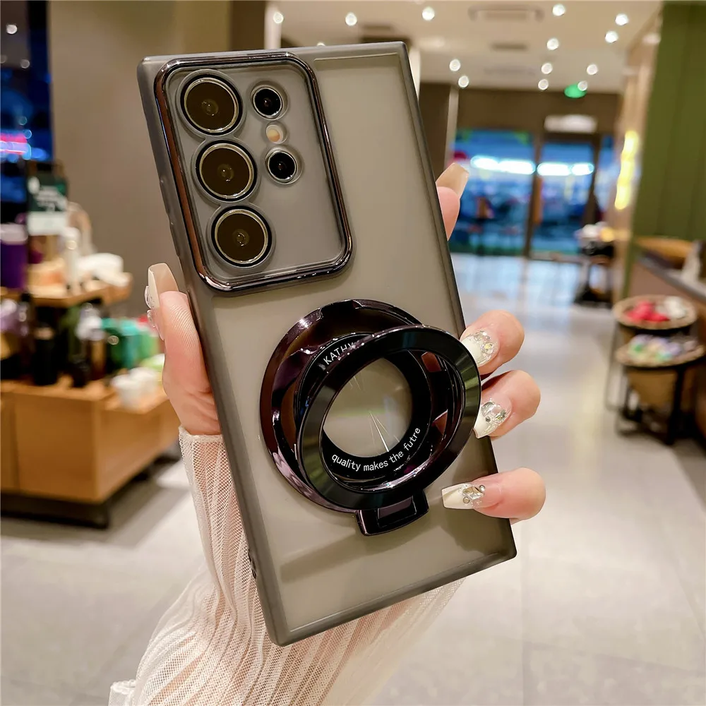 Funda con soporte chapado de lujo para Samsung Galaxy, cubierta transparente suave, S24, S23, S22 Plus, Ultra, S23FE, S21FE, S20FE, M13, M33, M14, M54 - imagen 3