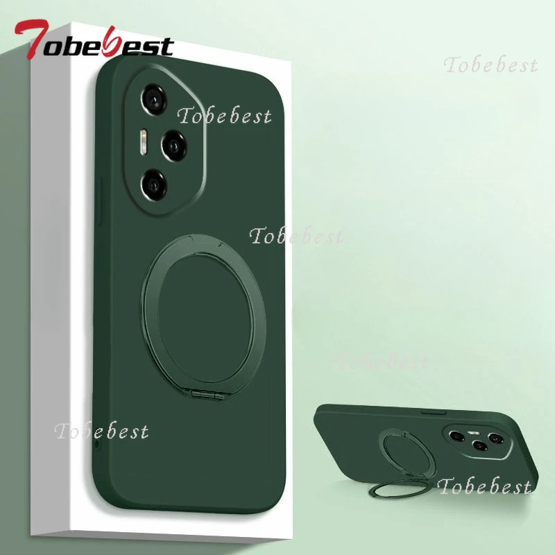 Funda de silicona líquida con soporte magnético giratorio de 360 grados para Huawei Honor 400 300 Ultra 200 100 90 Lite 80 70 60 Pro - imagen 5
