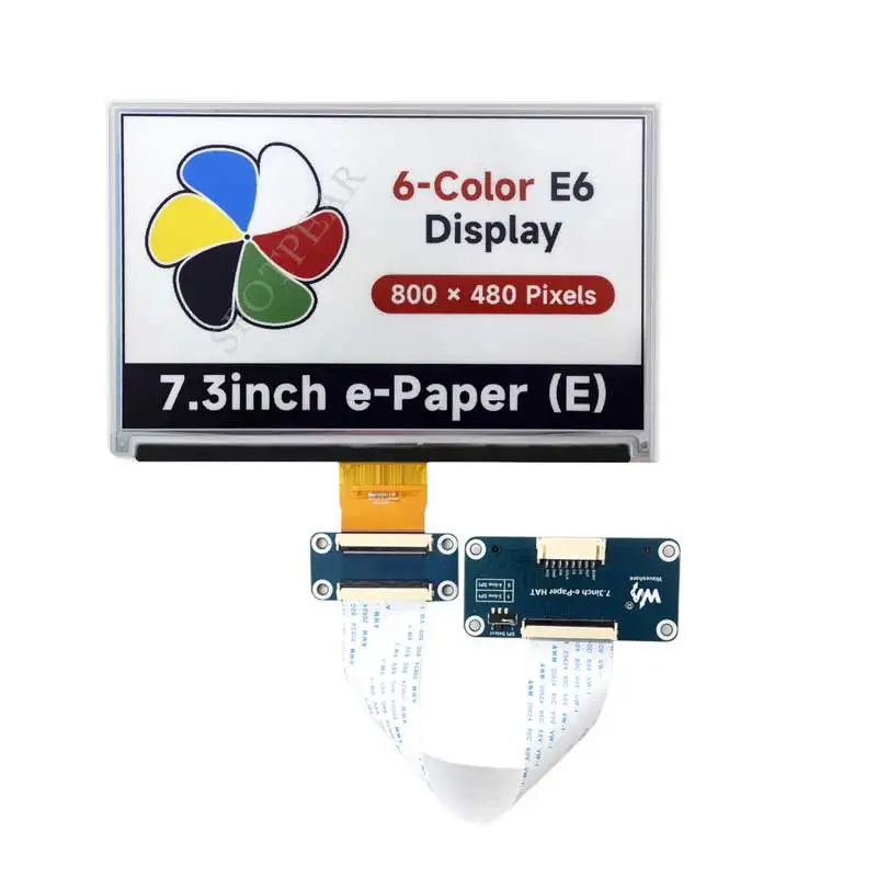 EPaper HAT (E) de 7,3 pulgadas, tinta electrónica de 6 colores para Arduino /Raspberry Pi /Jetson /STM32