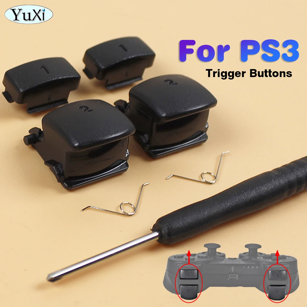 1 Juego para PS3 botón de disparo L1 R1 L2 R2 Kit de resortes clave para PlayStation 3 Gamepad controlador negro accesorios de repuesto