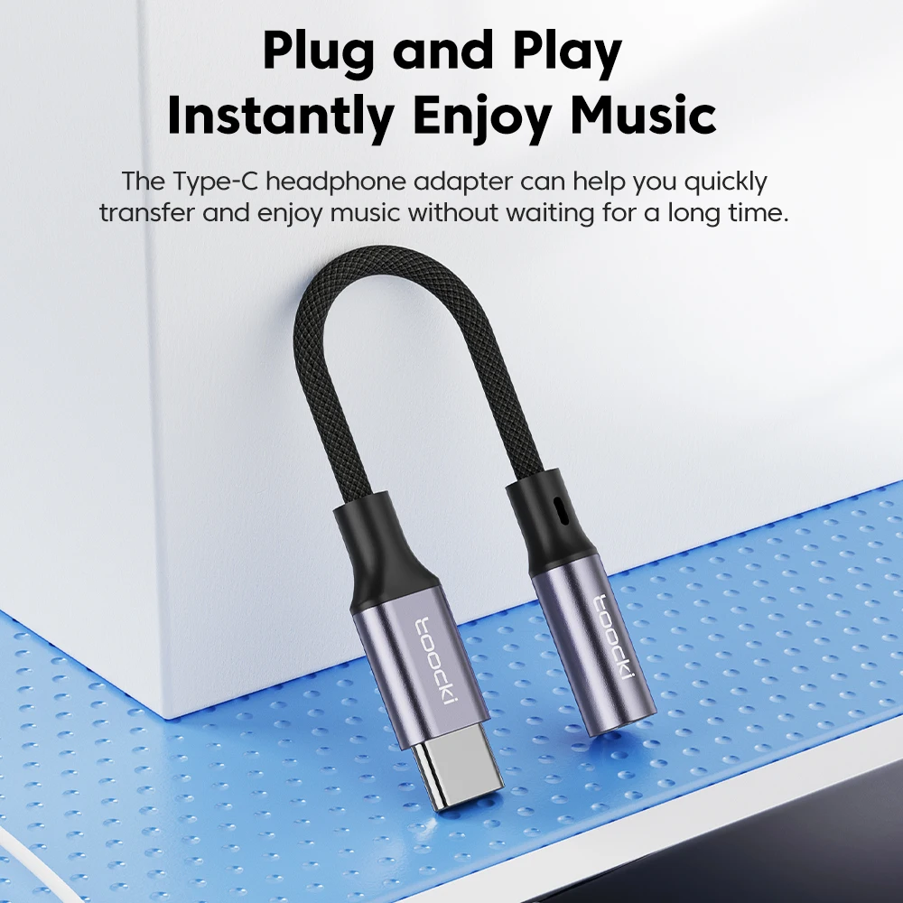 Toocki tipo C a 3,5mm Cable de Audio para auriculares adaptador USB C a conector de 3,5mm Cable auxiliar de Audio para Xiaomi 13 Huawei Samsung - imagen 3